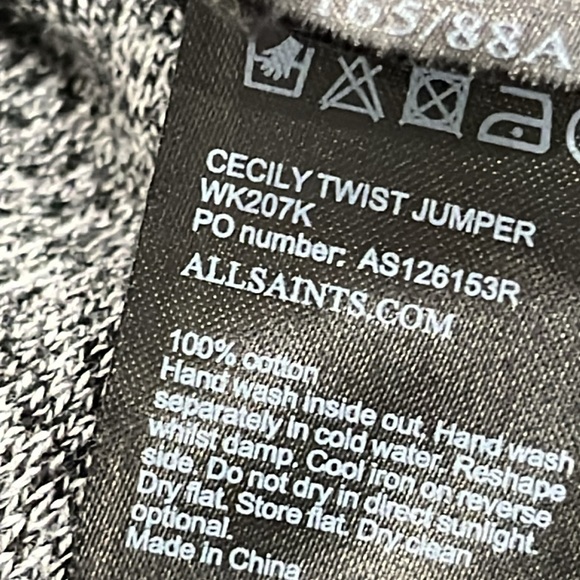 All Saints Cecily Twist Jumper in Heather Black Grey size M - Picture 12 of 12